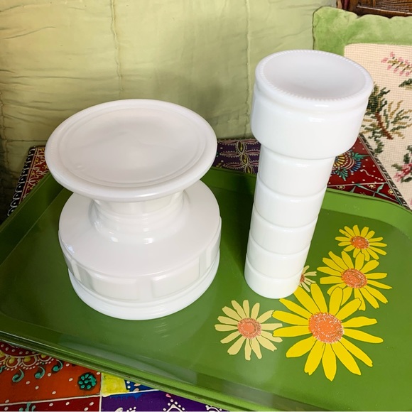 Deco Milk Glass Vase and Compote - Picture 8 of 9